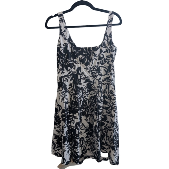 ❌ Ralph Lauren Black White Floral Dress Size 8 Pockets Bra Snaps Summer Cocktail - Picture 4 of 11